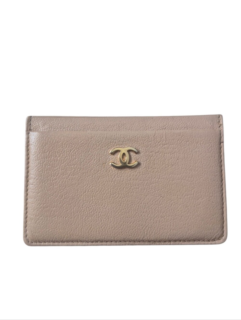 Chanel Beige Leather Card Holder